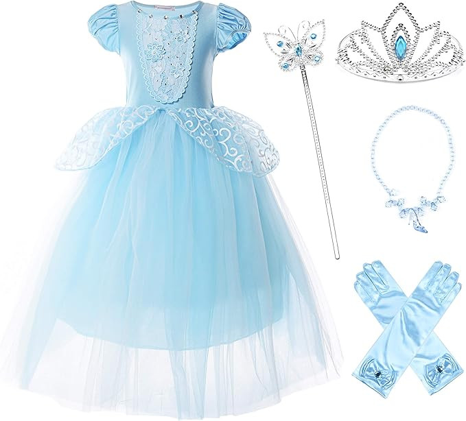 JerrisApparel Girls Princess Costume Puff Sleeve Fancy Birthday Party Dress up | Amazon (US)