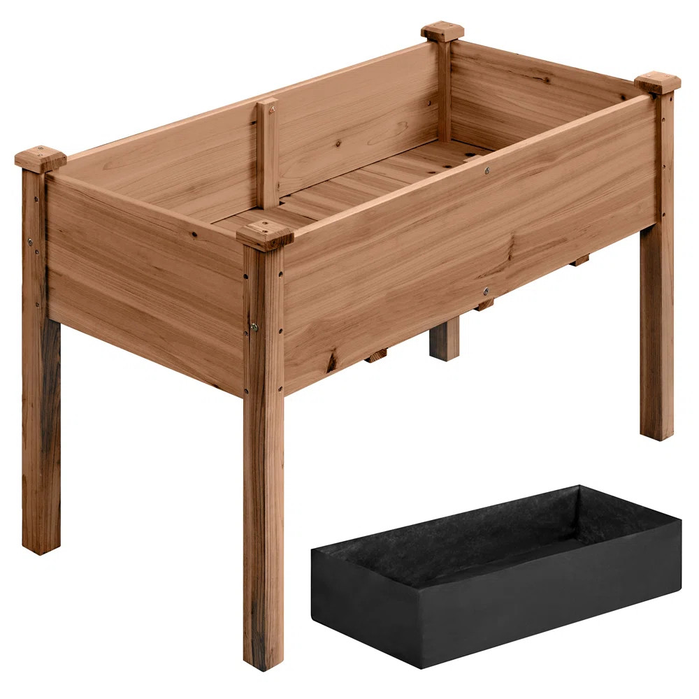 Rigney  Outdoor Fir Wood Elevated Planter with Fabric Liner & Drainage Holes | Wayfair North America