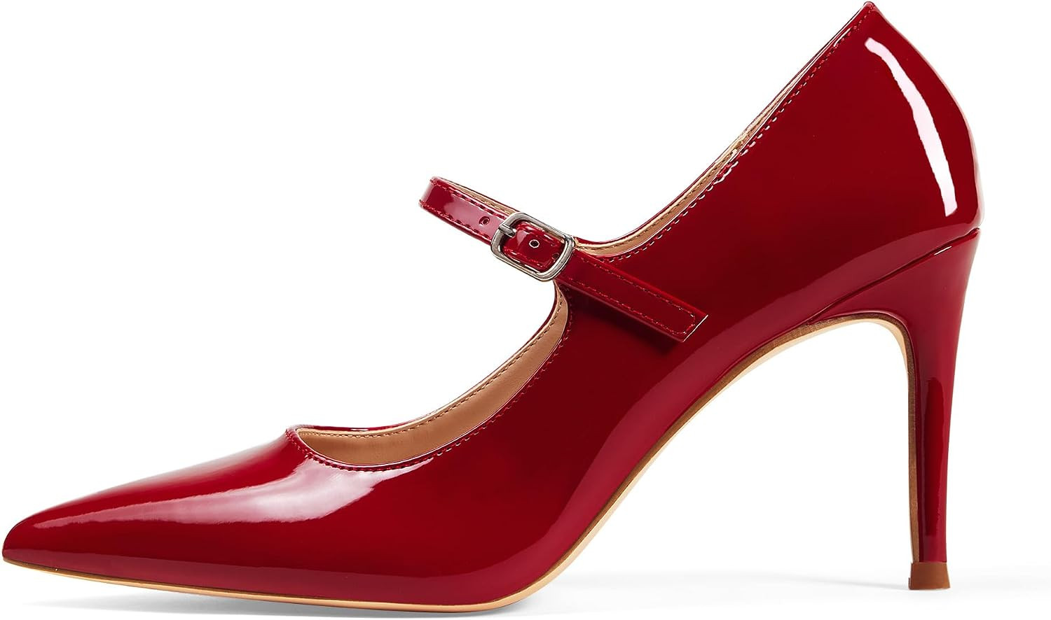 GENSHUO Women Mary Jane Pumps High Heels Pointed Closed Toe Stiletto with Strap Comfortable Vintage 3.2 Inch Office Wedding Dance Party Dress Shoes | Amazon (US)
