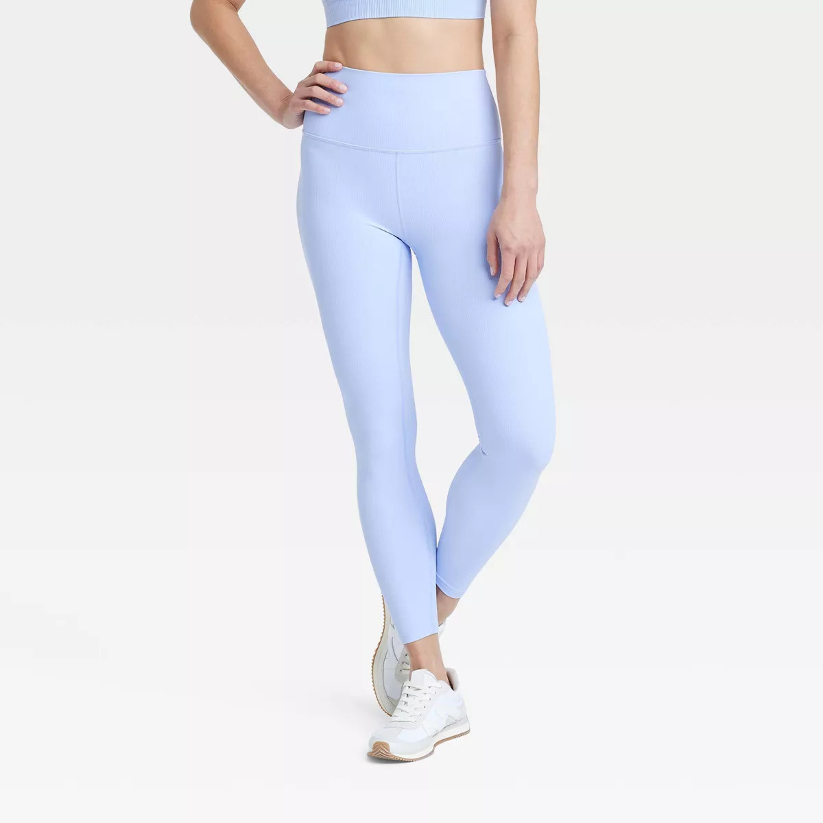 Women's Everyday Soft High-Rise Ribbed 7/8 Leggings - All In Motion™ Periwinkle Blue M: Moistur... | Target