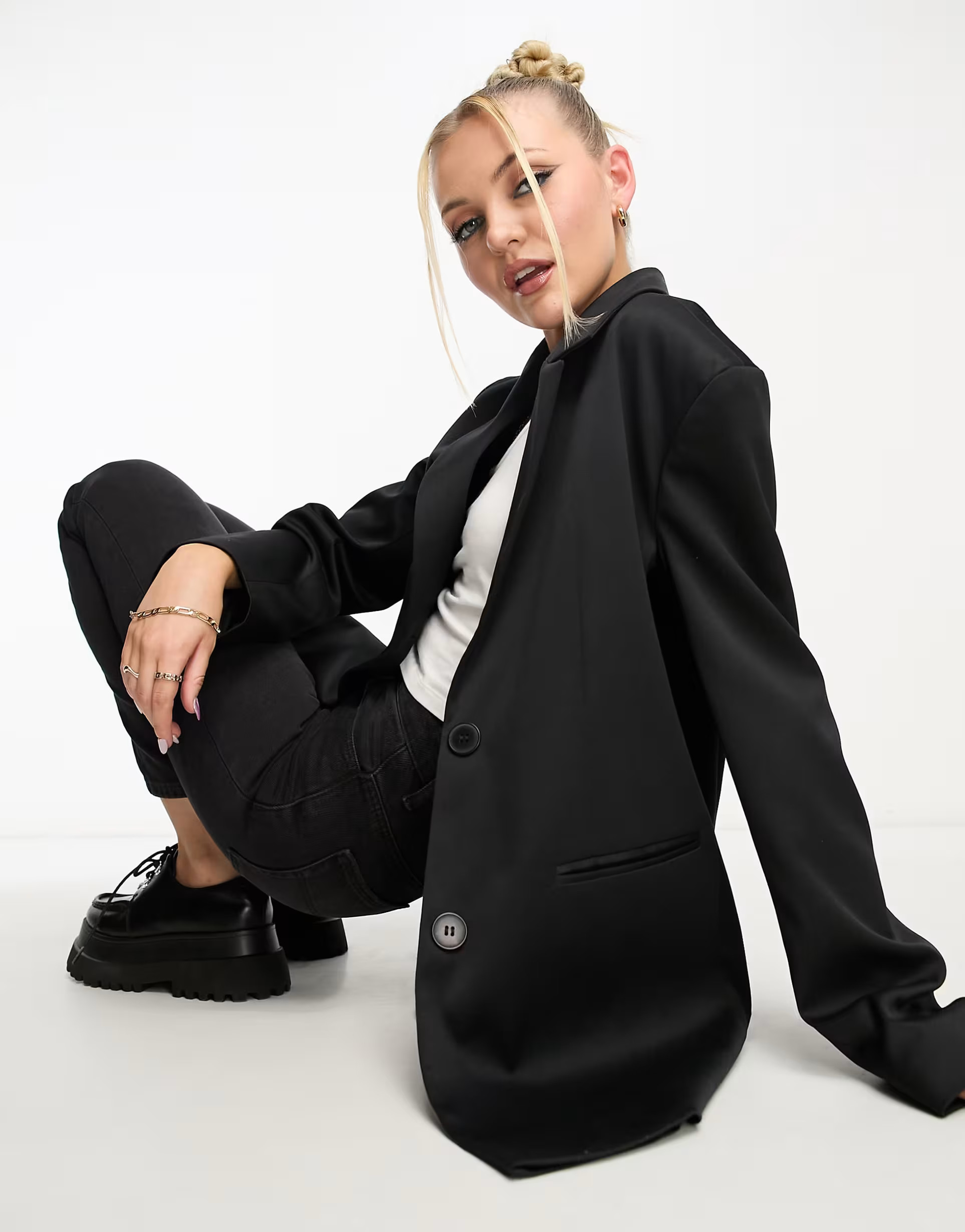 COLLUSION - Oversized geweven blazer met zakken in zwart | ASOS (Global)