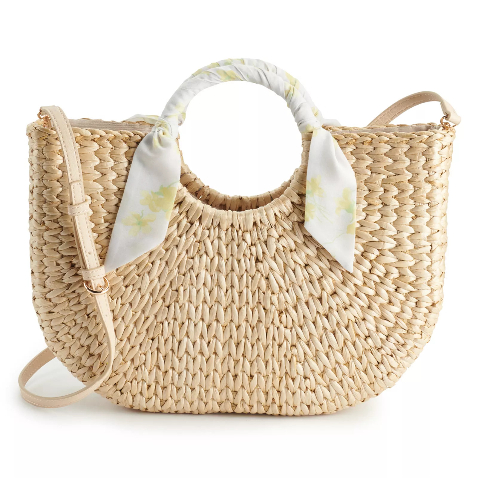 LC Lauren Conrad Scarf Half Moon Tote Bag, Med Beige | Kohl's