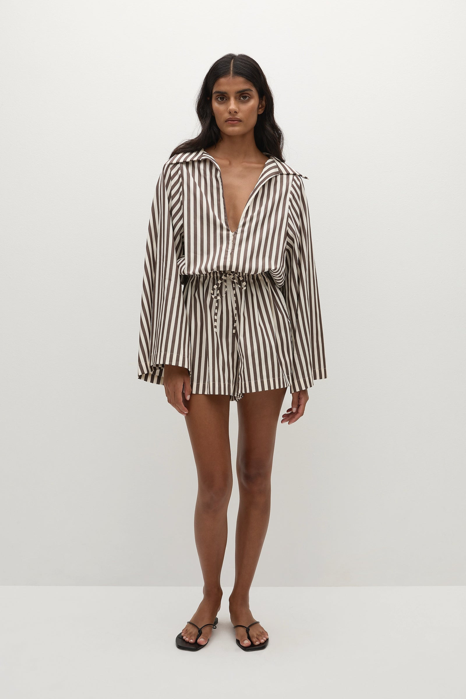 Aksel Playsuit Norway Stripe Espresso | Faithfull (AU)