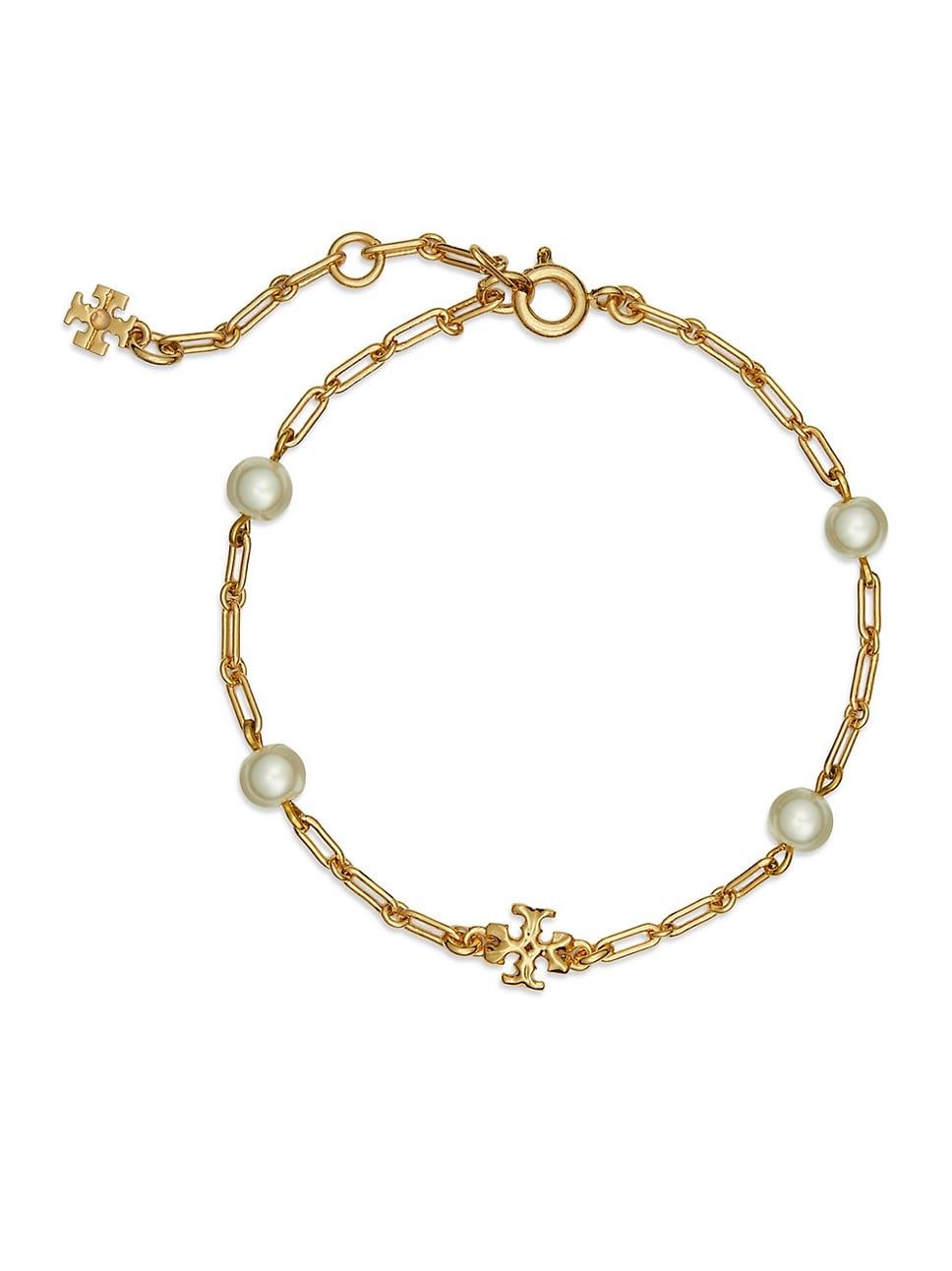 Roxanne 18K-Gold-Plated & Glass Pearl Station Bracelet | Saks Fifth Avenue