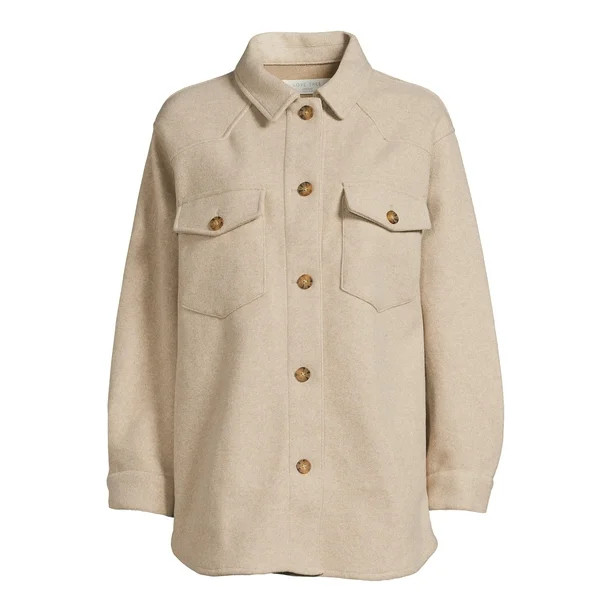 Love Tree Juniors' Fleece Oversized Shirt Jacket - Walmart.com | Walmart (US)