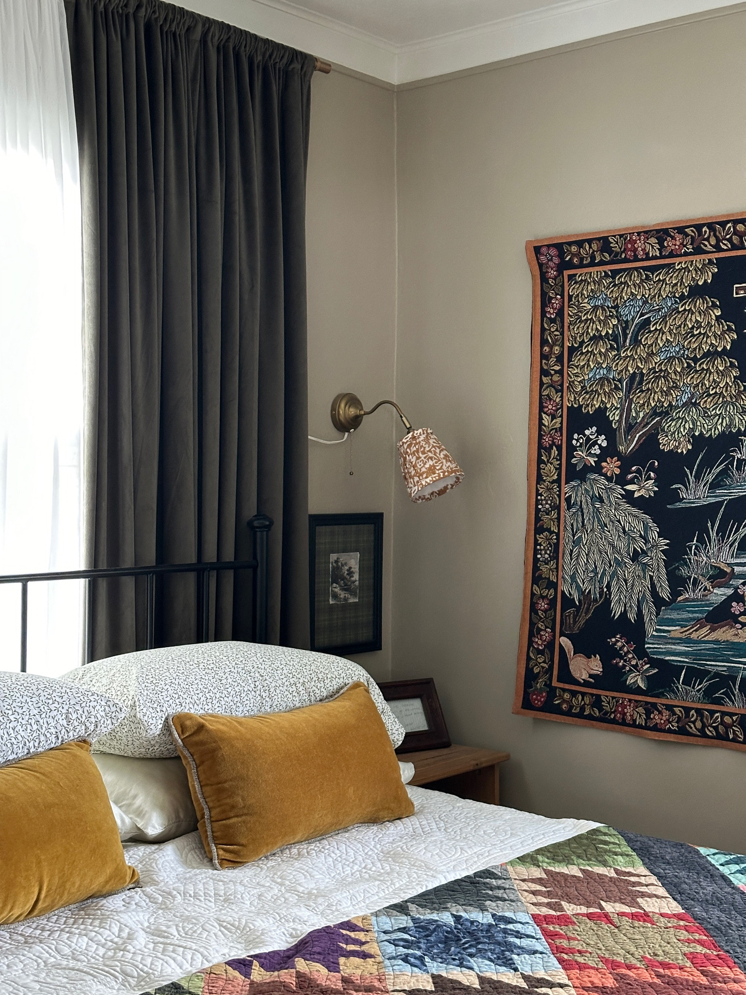 Earth tone inspired bedding with a grandma touch