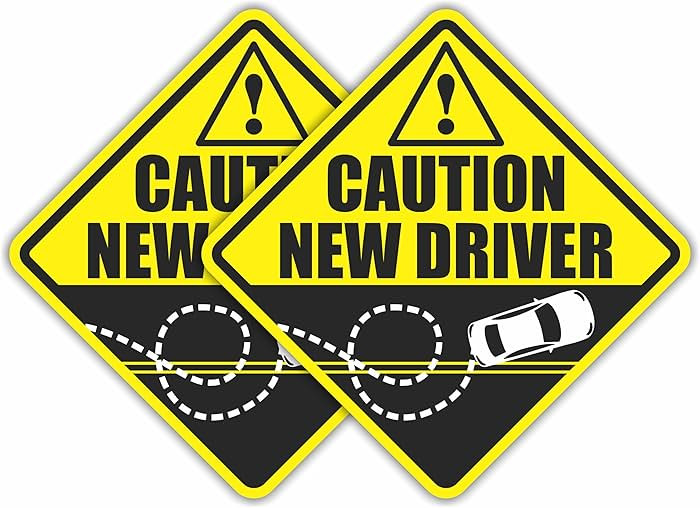 Caution New Driver Funny Prank Car Magnet Sign Gag Gift for Young Women, Men, & Teens, Includes 2... | Amazon (US)