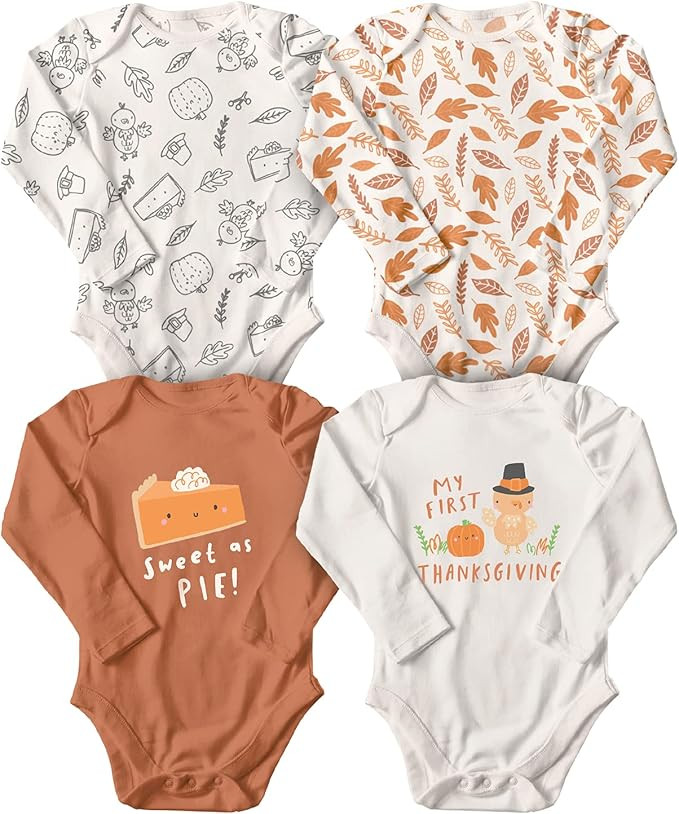 WINK & BLINK Organic Baby Bodysuits, 4-Pack Long-Sleeve Onesies, 100% Organic Cotton | Amazon (US)