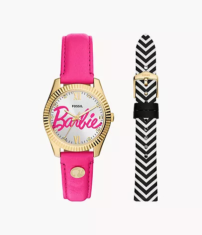 Barbie™ x Fossil Special Edition Three-Hand Pink Leather Watch and Interchangeable Strap Box Se... | Fossil (US)