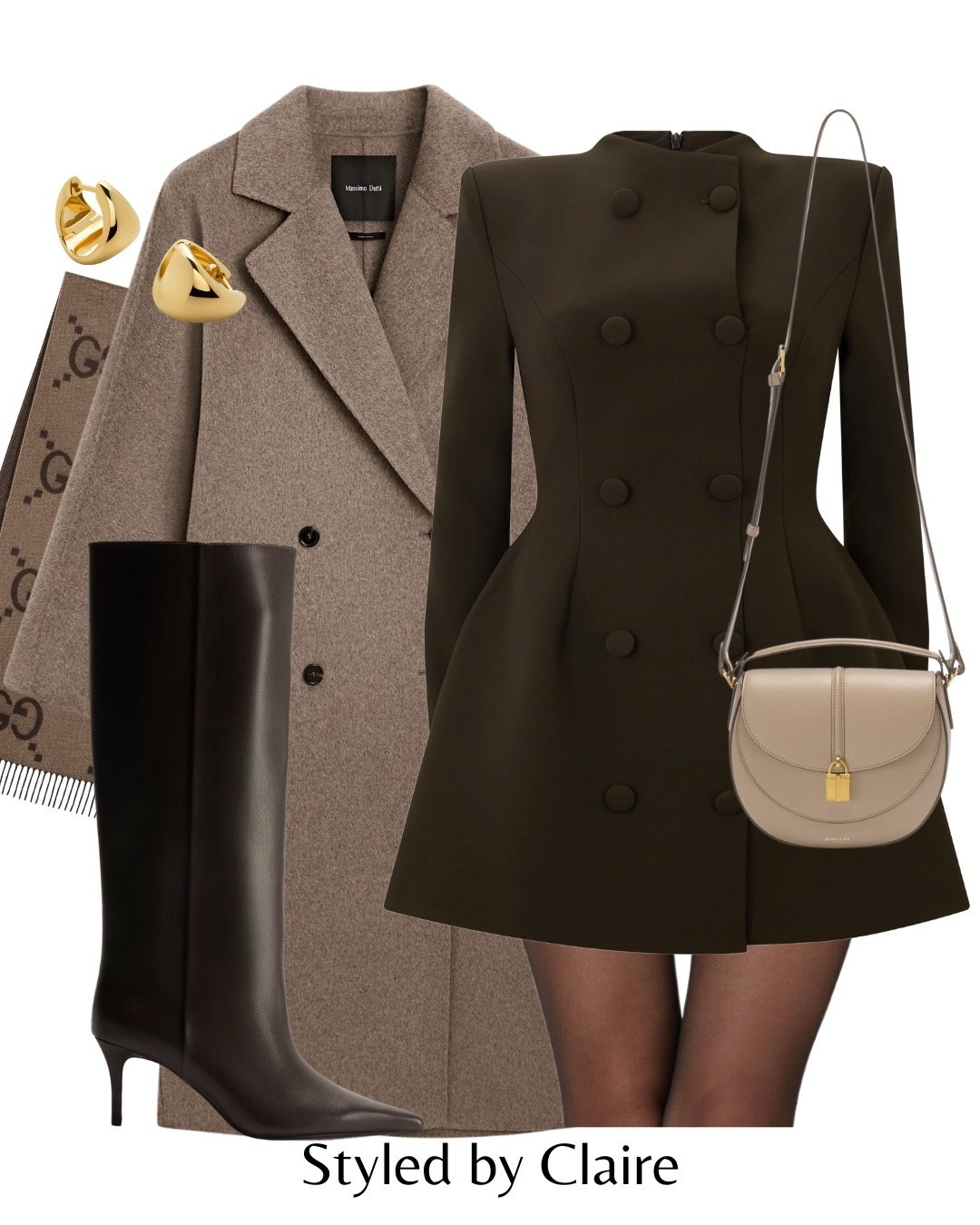 Date Night w/ ODD MUSE🤎
Tags: button mini dress chocolate brown chic luxury fashion knee high faux leather boots demellier London saddle bag massimo ditto taupe beige cashmere wool coat Gucci scarf fashion special occasion inspo outfit ideas Parisian city break London 

#LTKdatenight #LTKstyletip #LTKpartywear