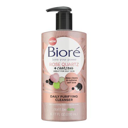 Biore Rose Quartz + Charcoal Daily Purifying Cleanser 6.77 fl oz | Walmart (US)