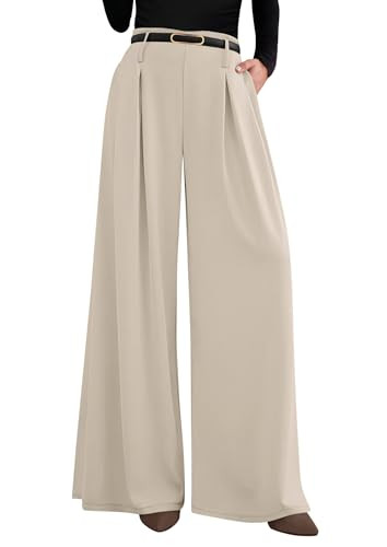 PRETTYGARDEN Womens Wide Leg Trousers 2026 Elastic High Waisted Dress Pants Pleated Slacks Flowy ... | Amazon (US)
