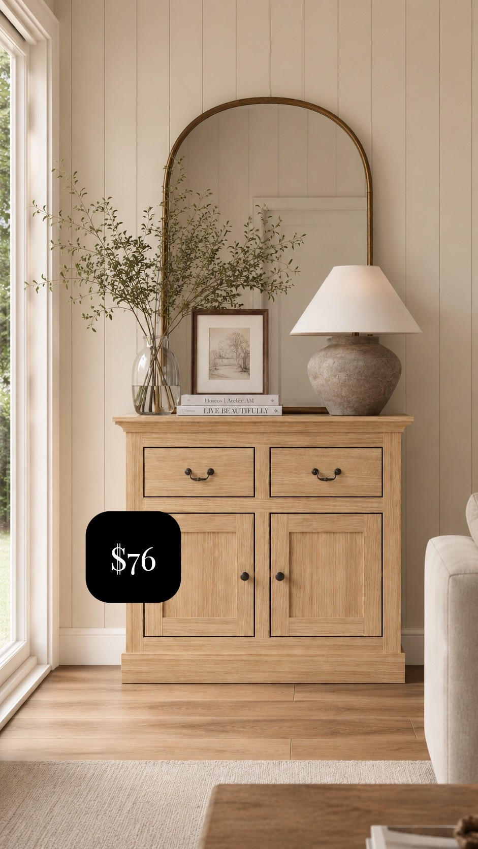 Wow, this cabinet is $76. It looks like a high-end cabinet. This would be perfect for an entryway your bedroom your living room anywhere really and the hardware is even pretty. This is insane.

#LTKvlog #LTKSaleAlert #LTKHome