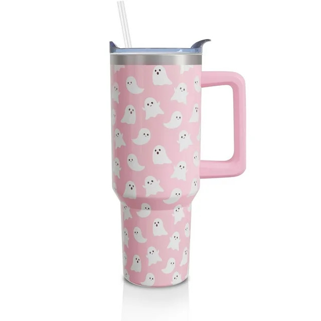 Halloween Ghosts 40 Oz Tumbler with Handle and Straw, Cute Spooky Stainless Steel Double Walled V... | Walmart (US)