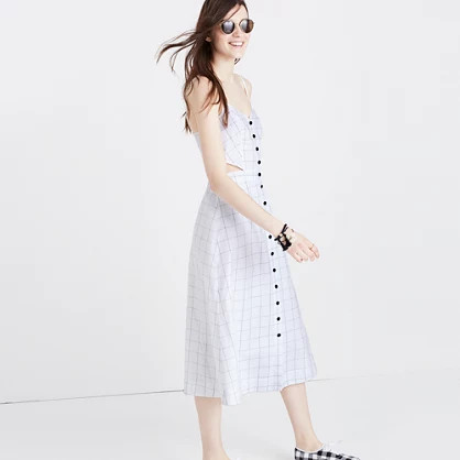 Windowpane Cutout Cami Midi Dress | Madewell