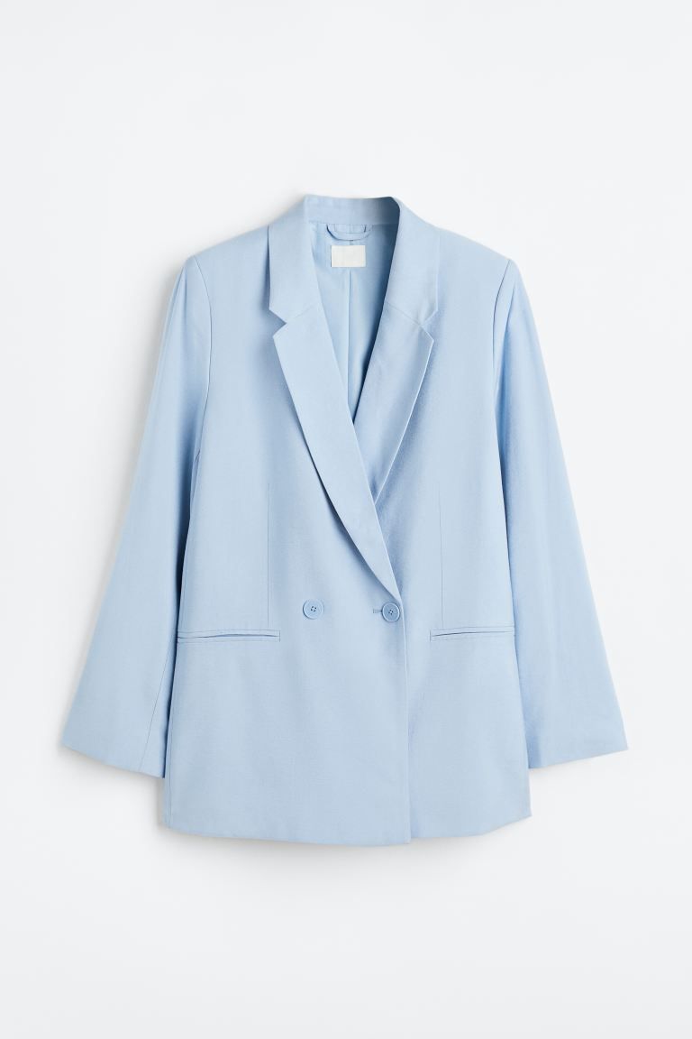 Double-breasted blazer - Light blue - Ladies | H&M GB | H&M (UK, MY, IN, SG, PH, TW, HK)