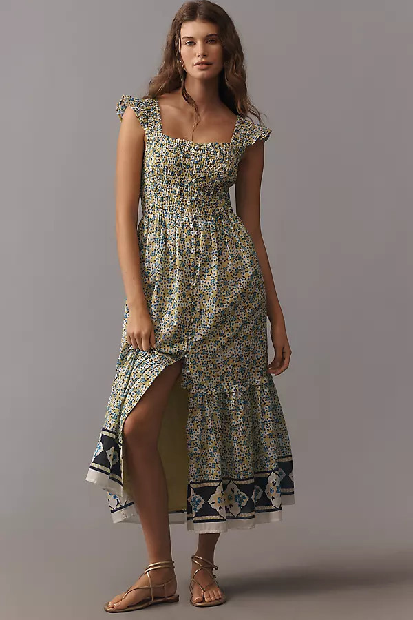 The Peregrine Square-Neck Midi Dress | Anthropologie (US)