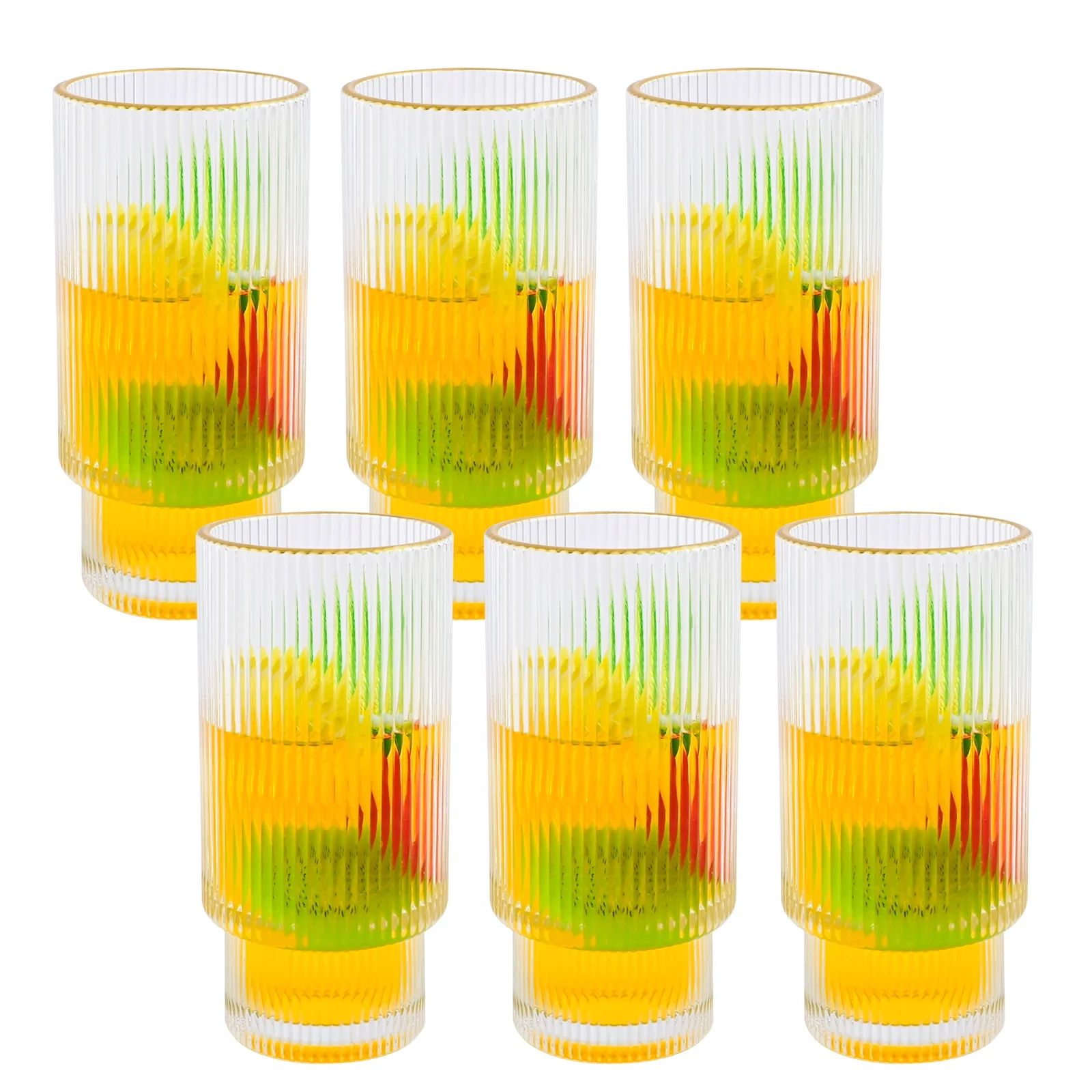 TINANA Glass Cups: 12oz Drinking Glasses Set of 6, Cocktail Glasses, Vintage Glassware, Whiskey G... | Walmart (US)