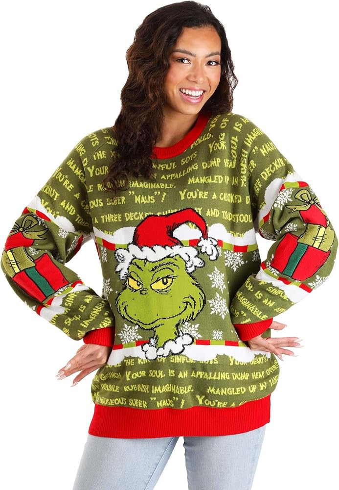 Dr. Seuss The Grinch Holiday Sweater for Adults - You're a Mean One Mr. Grinch Christmas Sweater ... | Amazon (US)