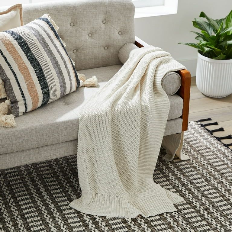 Better Homes & Gardens Solid Knit Throw, Papyrus, 50" x 60" - Walmart.com | Walmart (US)