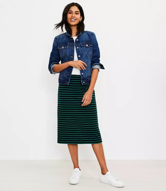Striped Ottoman Midi Skirt | LOFT