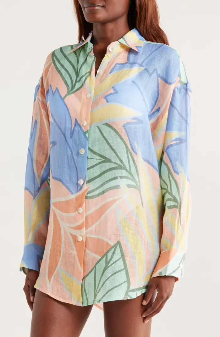 Playa Oversize Linen Cover-Up Shirt | Nordstrom