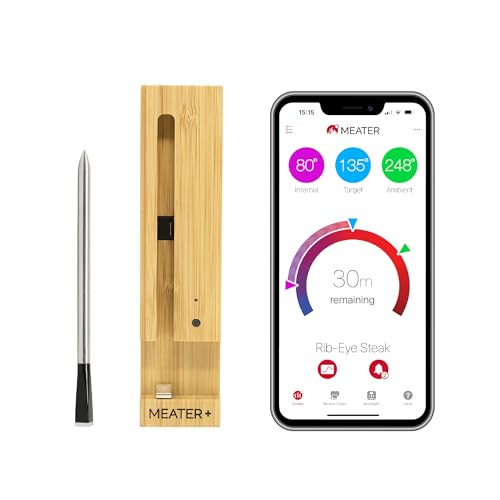 MEATER Plus: Smart Bluetooth Wireless Meat Thermometer Digital | BBQ, Grill, Oven, Smoker, Air Fryer, Deep Fryer, Kitchen | Perfect for Steak, Chicken, Turkey, and More | 50+ Recipes in App | Amazon (US)