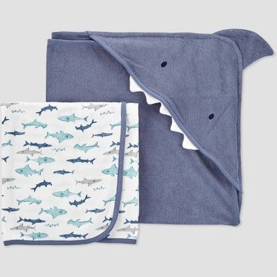 Baby Boys' Shark Hooded Bath Towel - Just One You® made by carter's White | Target
