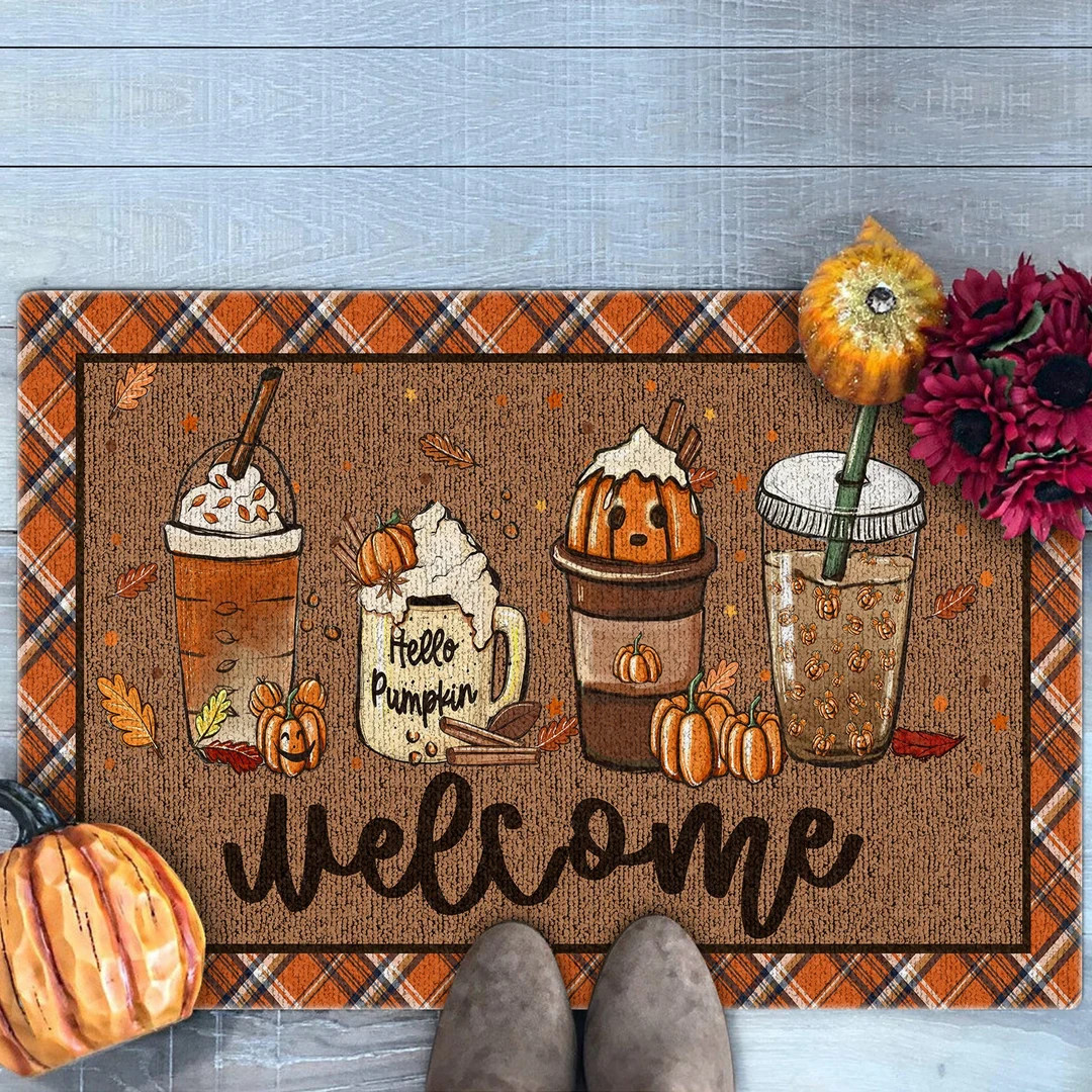 Fall Coffee Doormat Fall Doormat Halloween Pumpkin Spice - Etsy | Etsy (US)