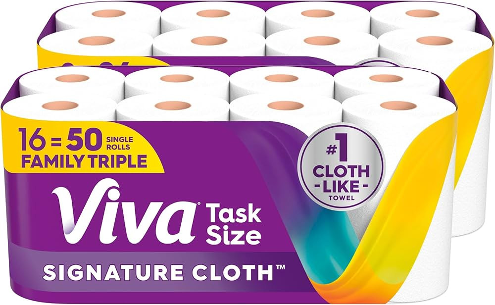 Viva Signature Cloth Paper Towels, Task Size, 16 Family Triple Rolls, 141 Sheets per Roll (Packag... | Amazon (US)
