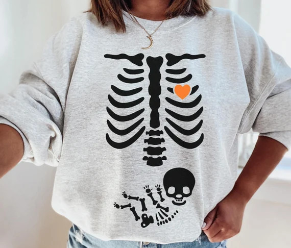 Skeleton Halloween Maternity Sweatshirt, Funny Pregnancy Announcement Shirt 2022, Pregnant Women ... | Etsy (US)