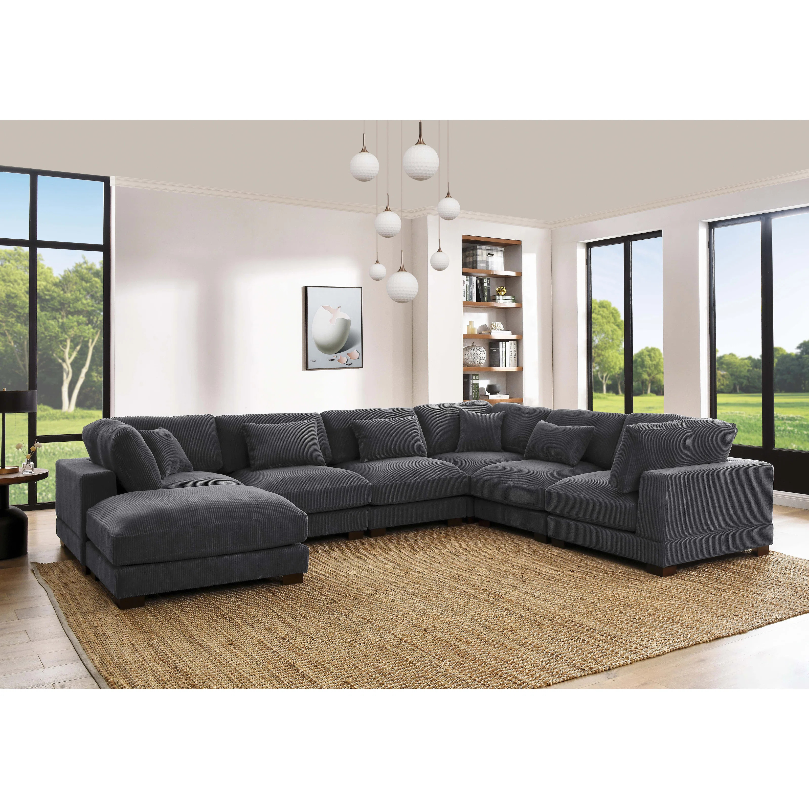 Wade Logan® Arliz 7 - Piece 144" Wide Reversible Modular Corner Sectional with Ottoman & Reviews... | Wayfair North America