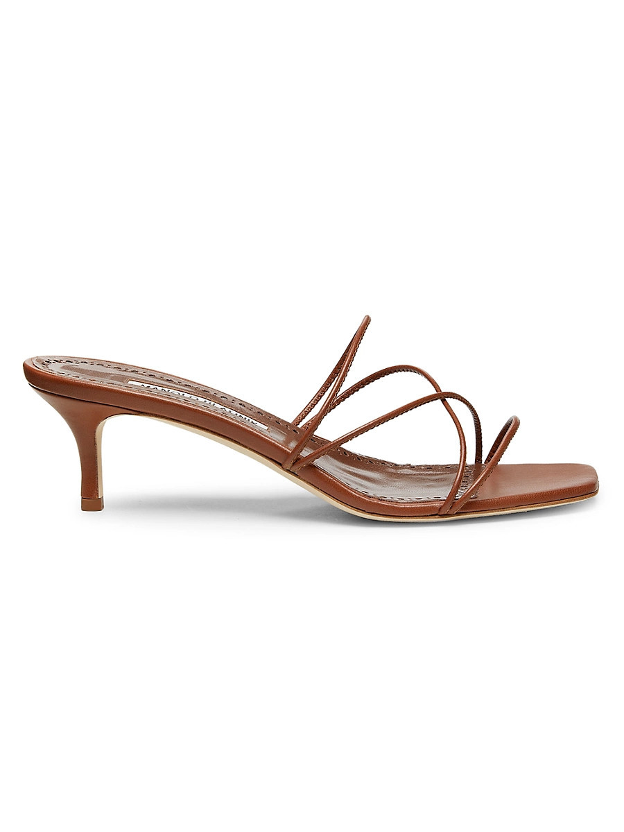 Women's Ninfemu 50MM Leather Strappy Sandals - Brown - Size 12 | Saks Fifth Avenue
