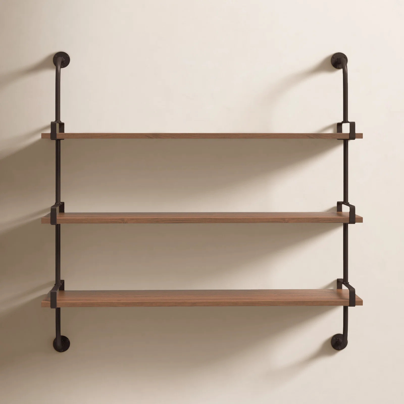 Wood 3 Level Wall Shelf with Metal Brackets | Birch Lane