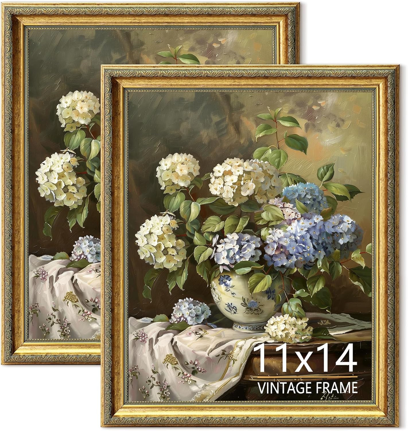 11x14 Picture Frames Set of 2, Vintage Photo Frame for Tabletop or Wall Decor, Fit with 11 x 14 Pictures, Ornate Gold Color, Perfect for Home Office Gallery Wall, 2 Pack | Amazon (US)
