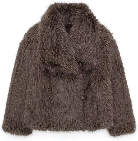 Haellun Women's Faux Fur Coat Long Sleeve Fluffy Jacket Open Front Furry Winter Shaggy Short Coat... | Amazon (US)