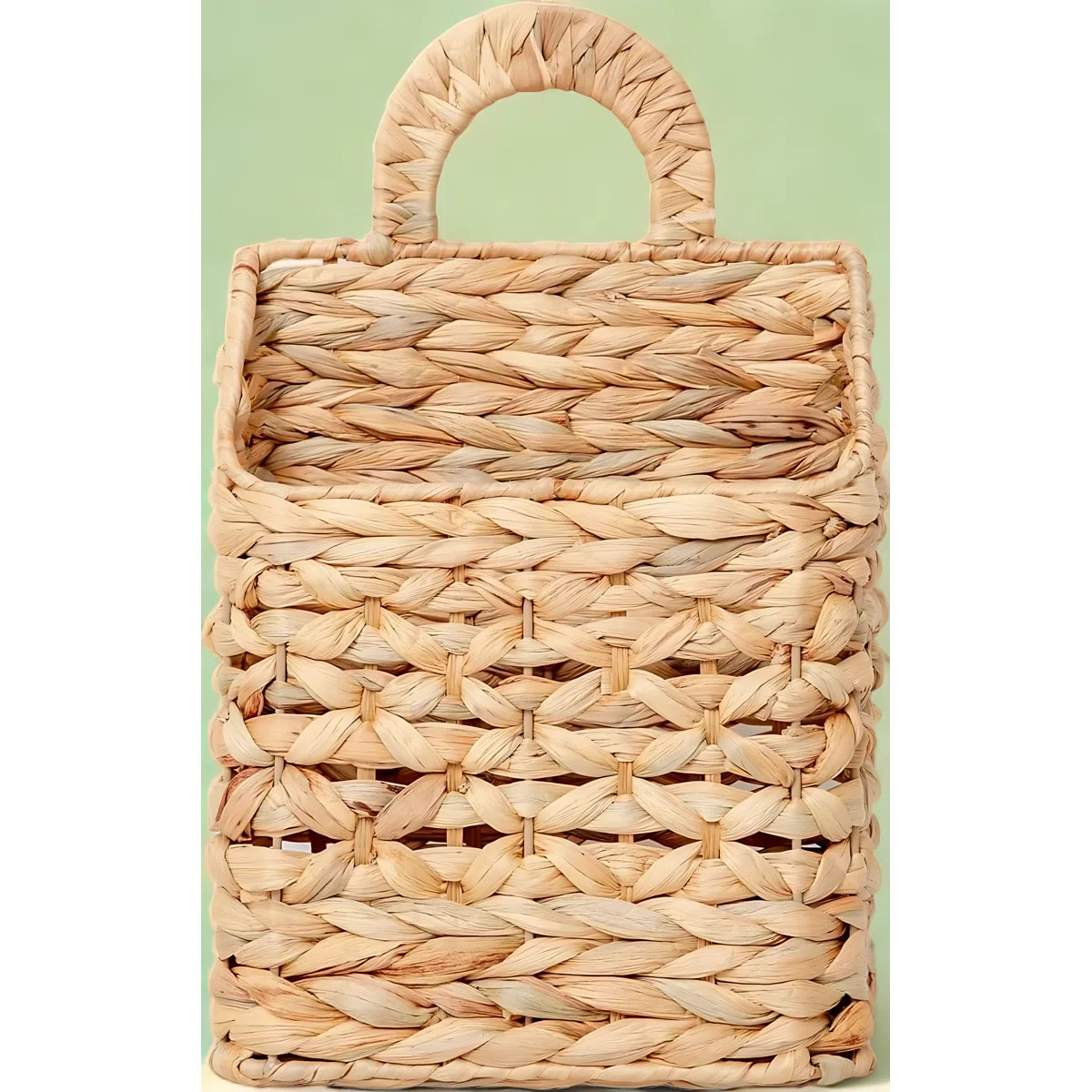 Handwoven Water Hyacinth Hanging Basket With Metal Frame - Rustic Wall Decor Storage Organizer Fo... | Wayfair North America