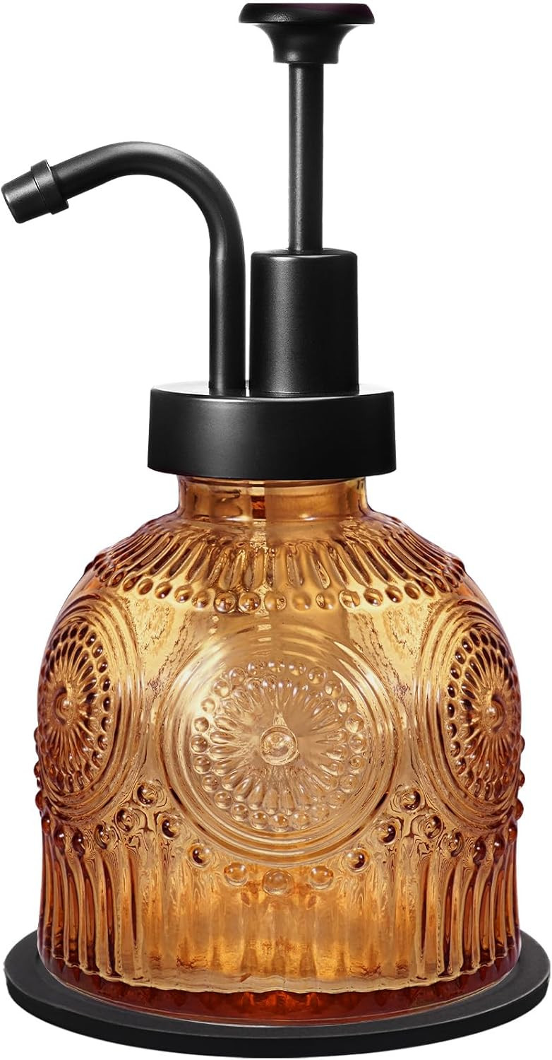 Amolliar 8 Oz Glass Vintage Soap Dispenser w/Plastic Pump,Brown | Amazon (US)