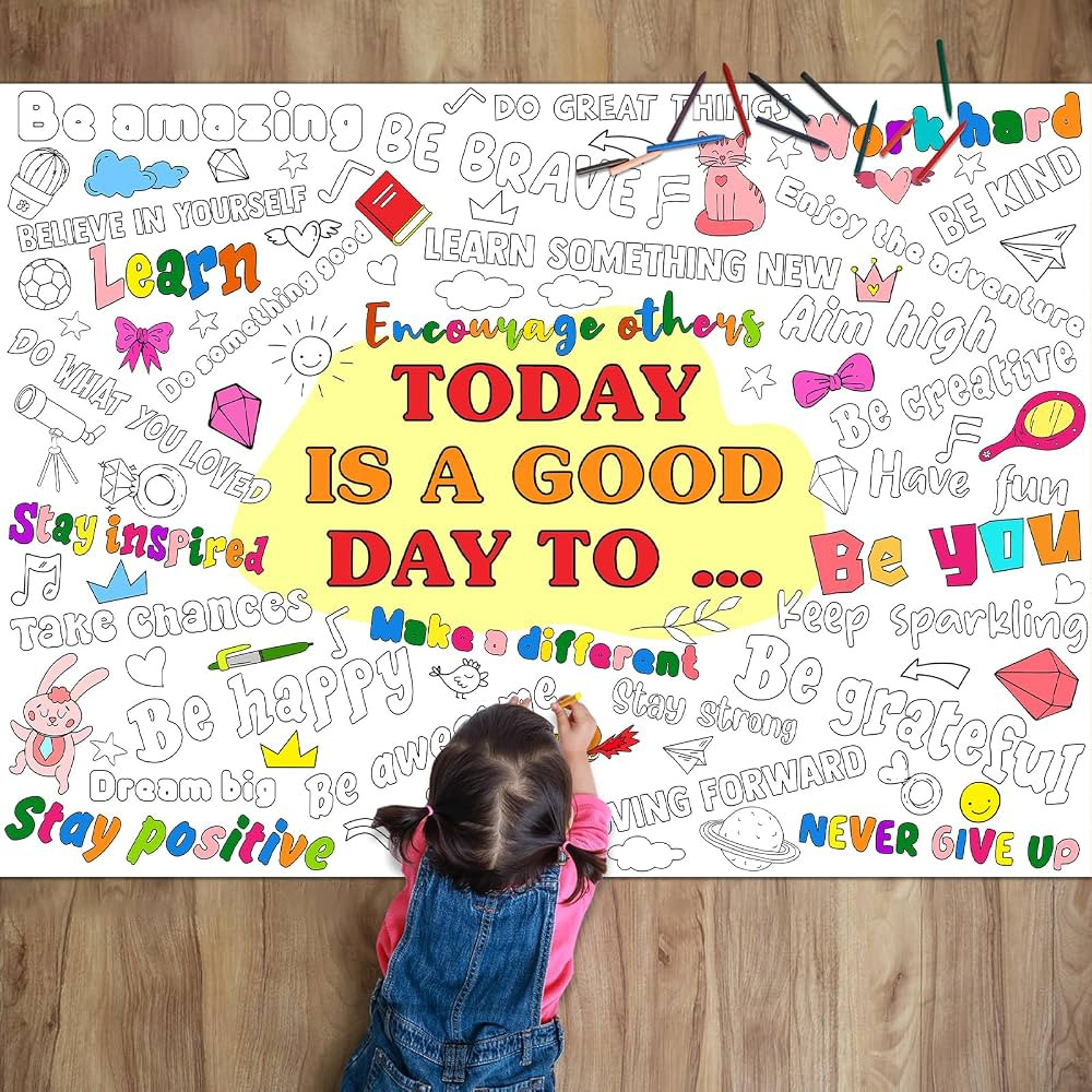 Naozinebi Today Is A Good Day Coloring Poster for Kids Giant Coloring Poster Large Positive Affir... | Amazon (US)