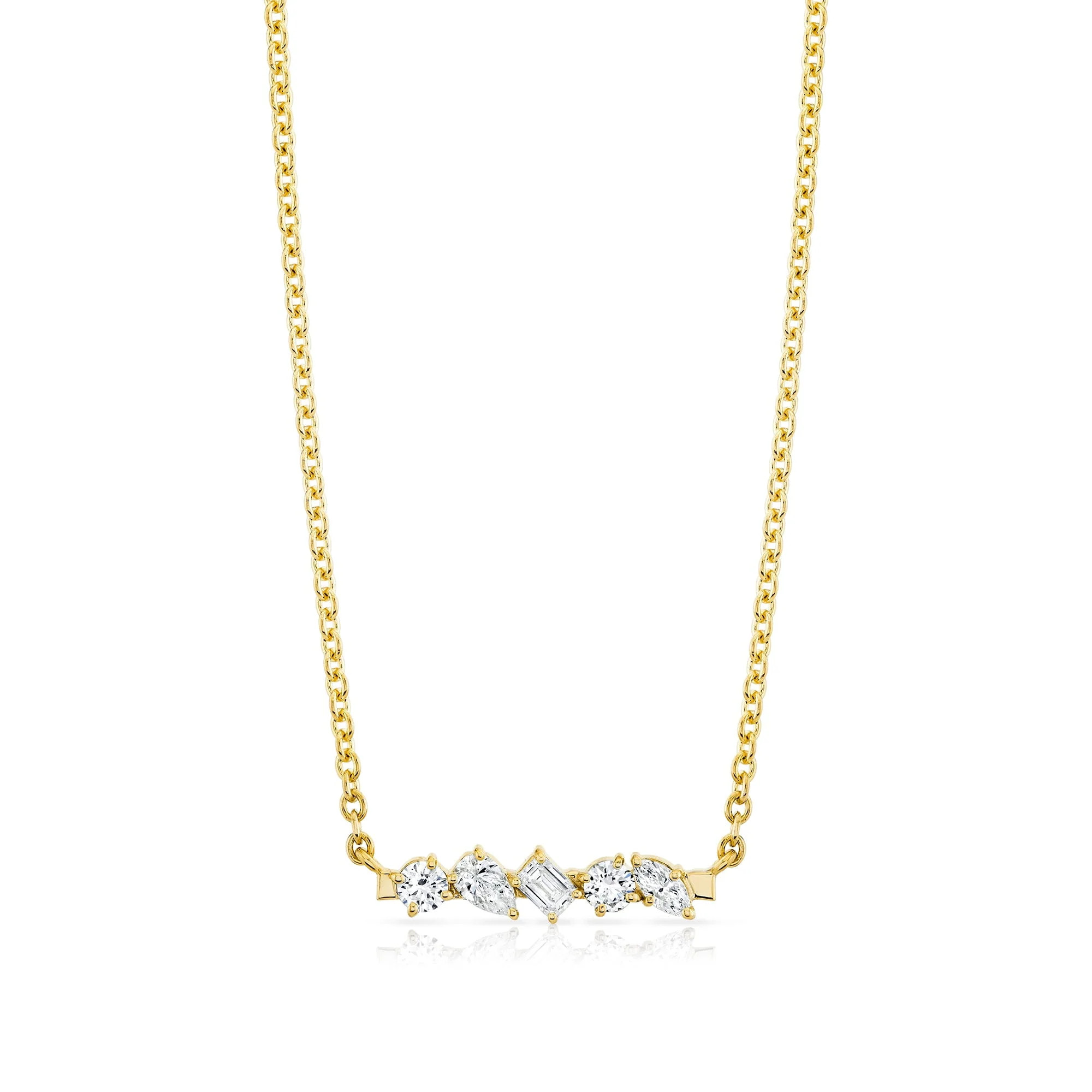 Mini Montage Mixed Cut Diamond Bar Necklace #P555 | MICHAEL M | Michael M. Collection