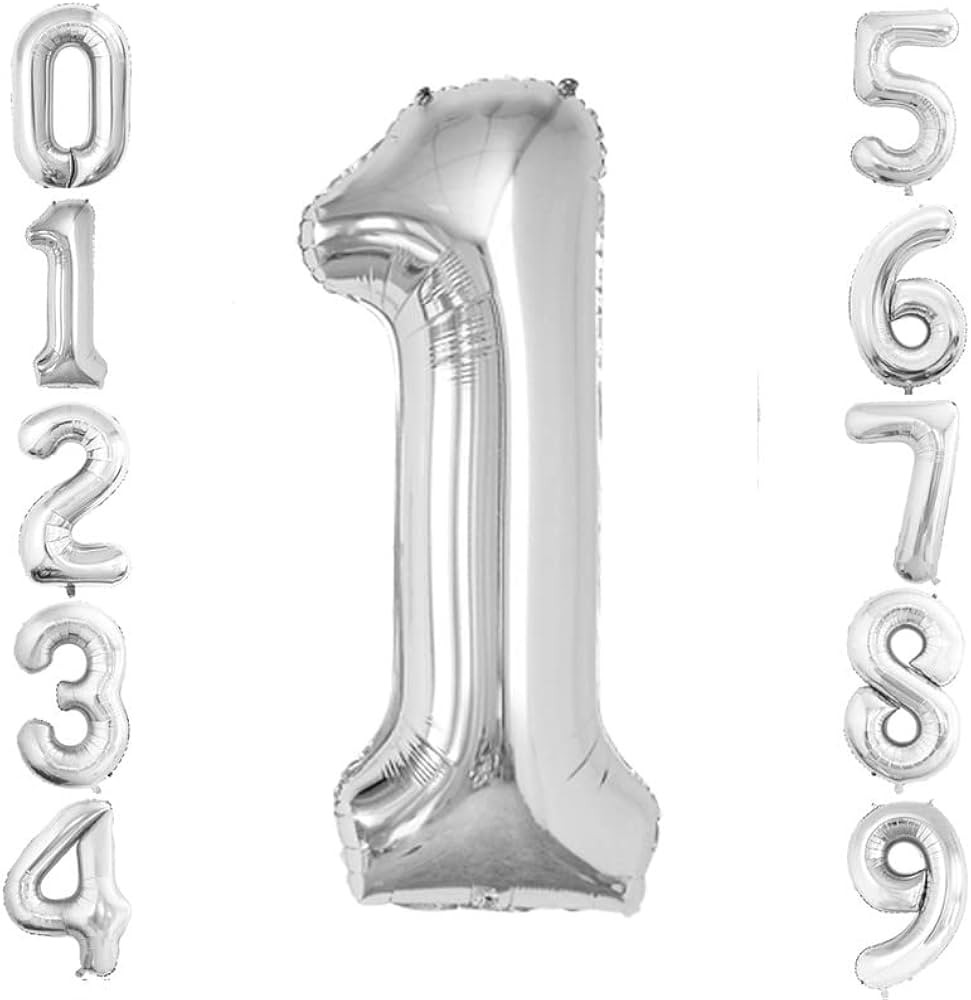 GOER Silver Number 1 Foil Balloons,Huge Number Balloons for 1st 11st Birthday Party Supplies Anni... | Amazon (US)