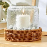 Better Homes & Gardens 7" Decorative Clear Hammered Glass Hurricane Pillar Candle Holder with Bro... | Walmart (US)