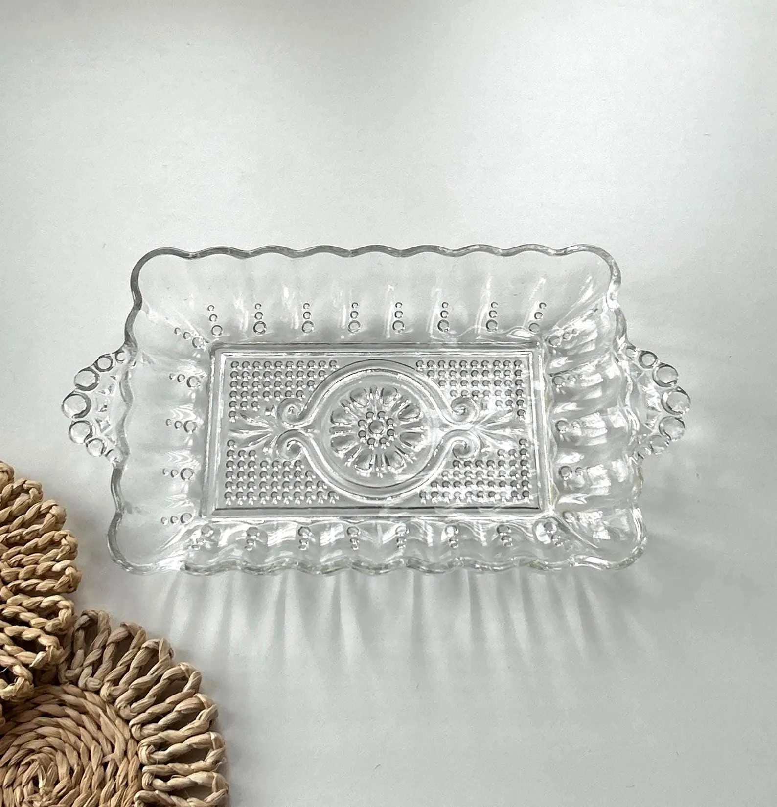 Vintage Glass Trinket Dish, Small Bedroom or Entryway Tray for Keys, Jewelry 7x5x1" | Etsy (Global)