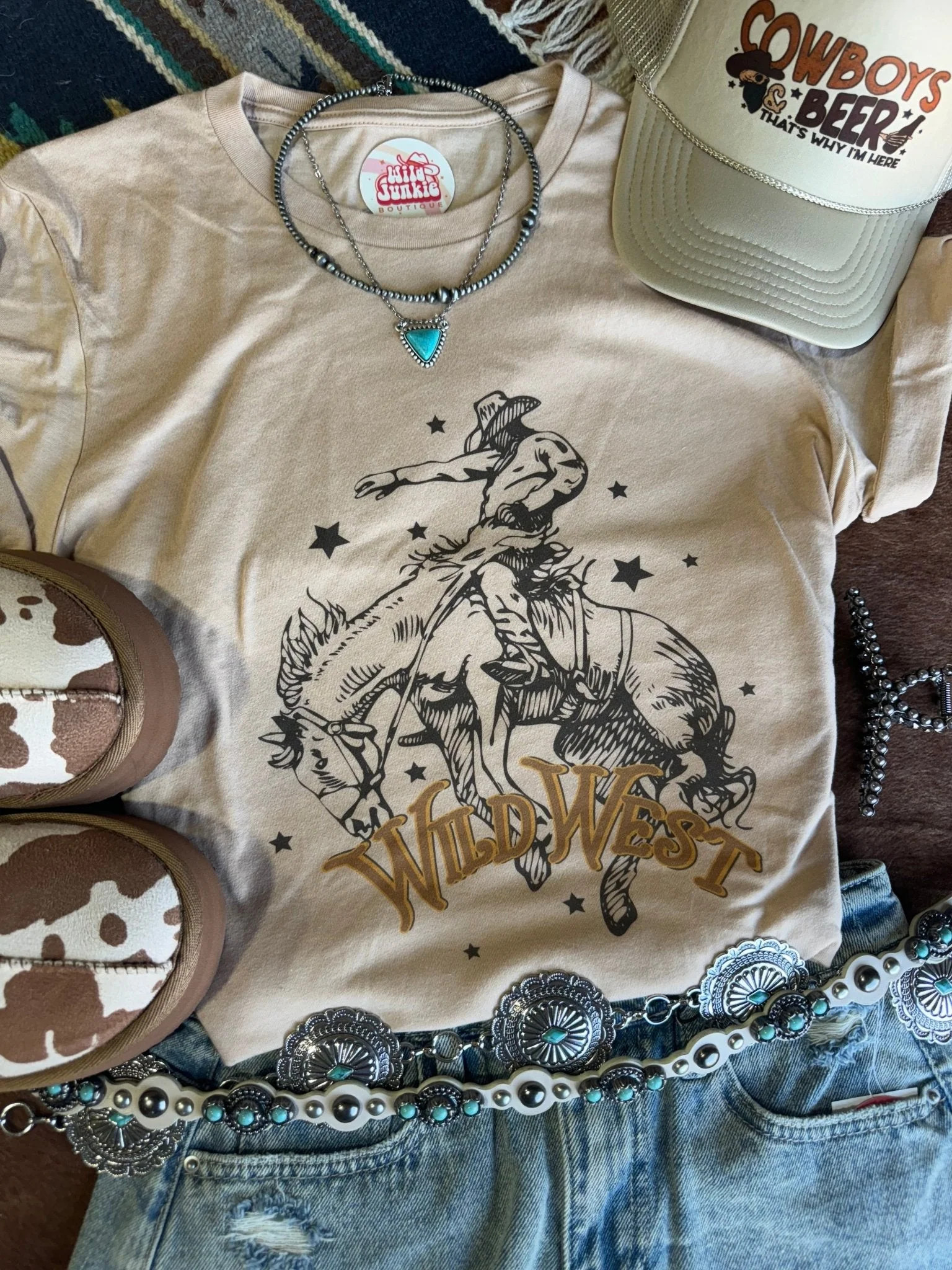 Wild West Cowboy Rider Graphic Tee - Sand Dune S | BuddyLove