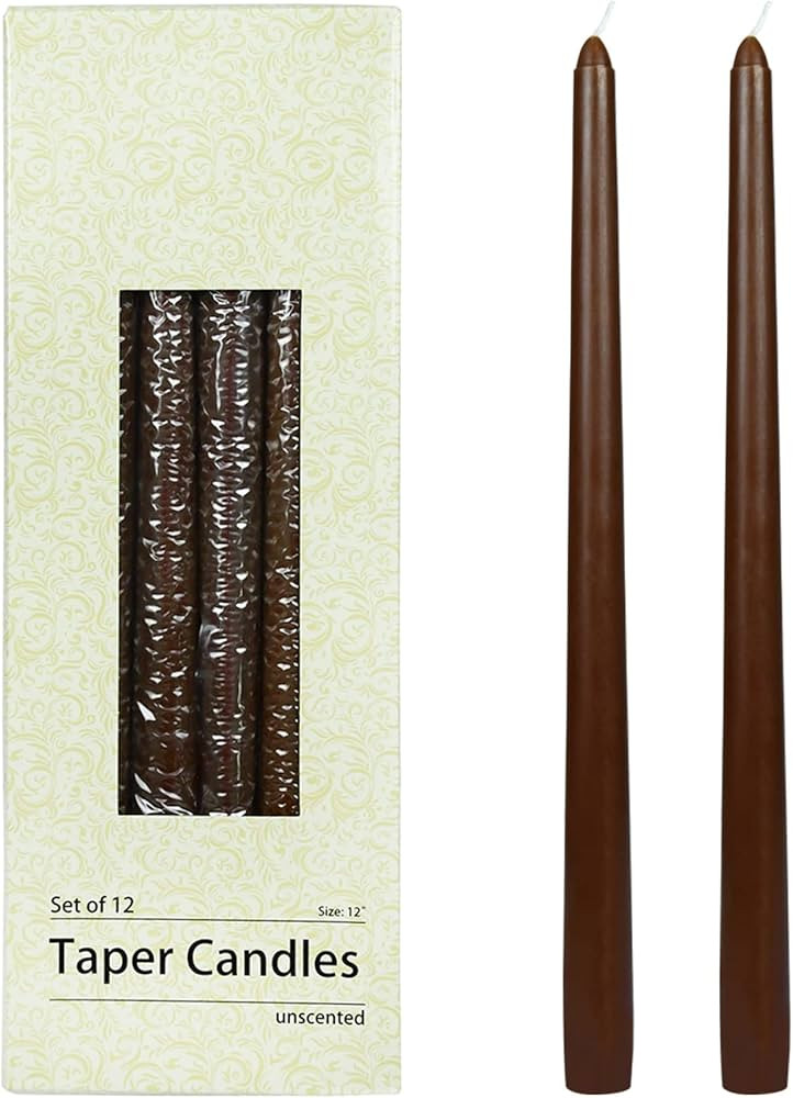Zest Candle 12-Piece Taper Candles, 12-Inch, Brown | Amazon (US)