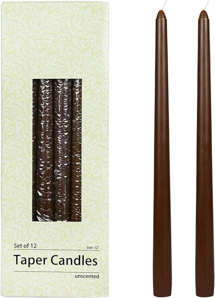 Zest Candle 12-Piece Taper Candles, 12-Inch, Brown | Amazon (US)