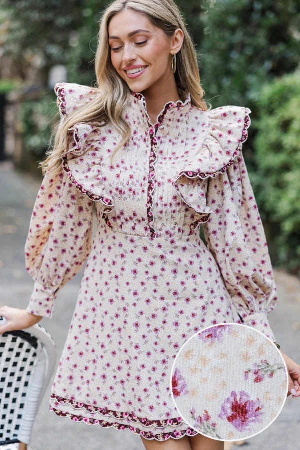 Be My Muse Cream Ditsy Floral Corduroy Dress | The Mint Julep Boutique