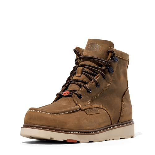 BRUNT Marin Unlined (Soft Toe) - Men’s Size 5.5, Brown - 6" Water-Resistant Leather Wedge Work Boot - EH Rated - Slip + Oil Resistant - Heat-Resistant Sole - Adjustable Width System | Amazon (US)