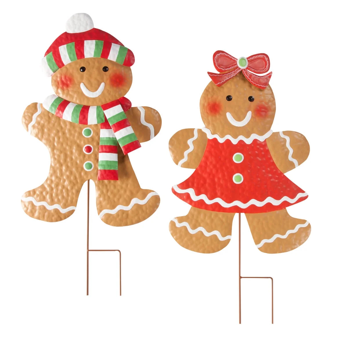 Christmas Gingerbread Boy and Girl Yard Stakes, Winter Holiday Yard Dcor, Set of 2 Garden Stakes | Walmart (US)