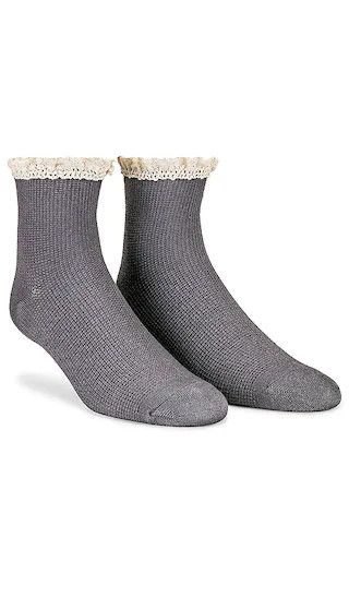 Beloved Waffle Knit Ankle Sock in Shark | Revolve Clothing (Global)